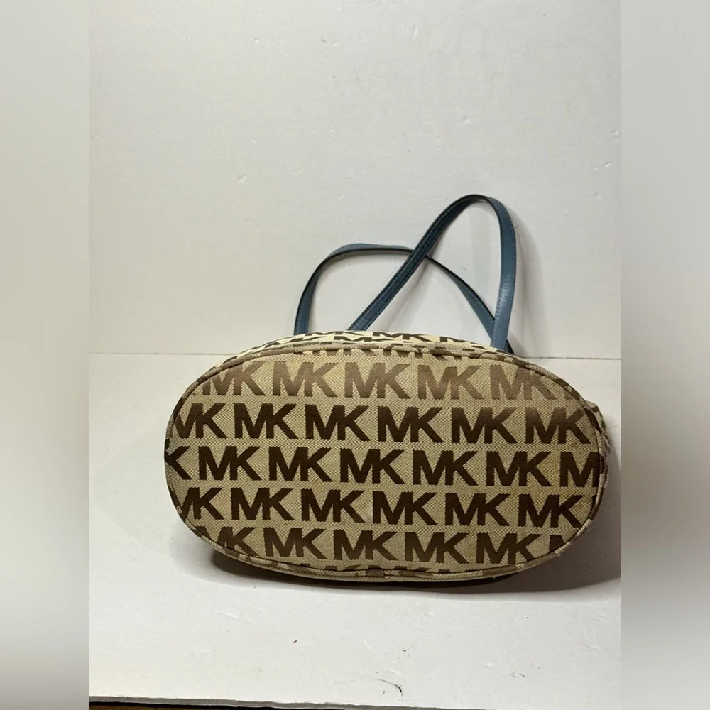 Michael Kors Brown And Blue Tote Bag Magnetic Closure